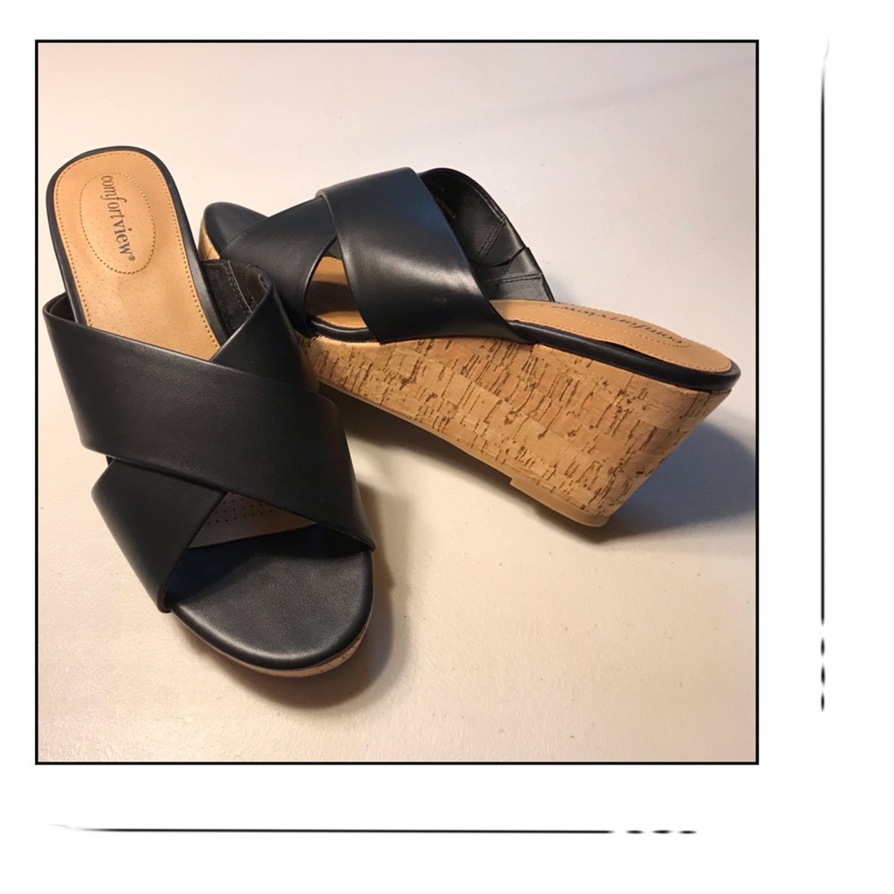 Wide Cork Wedge Sandals